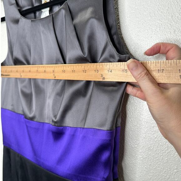 NWT Abaete Silk Gray Purple Black Camilla Sleeveless Colorblock Dress 2 - Picture 8 of 10